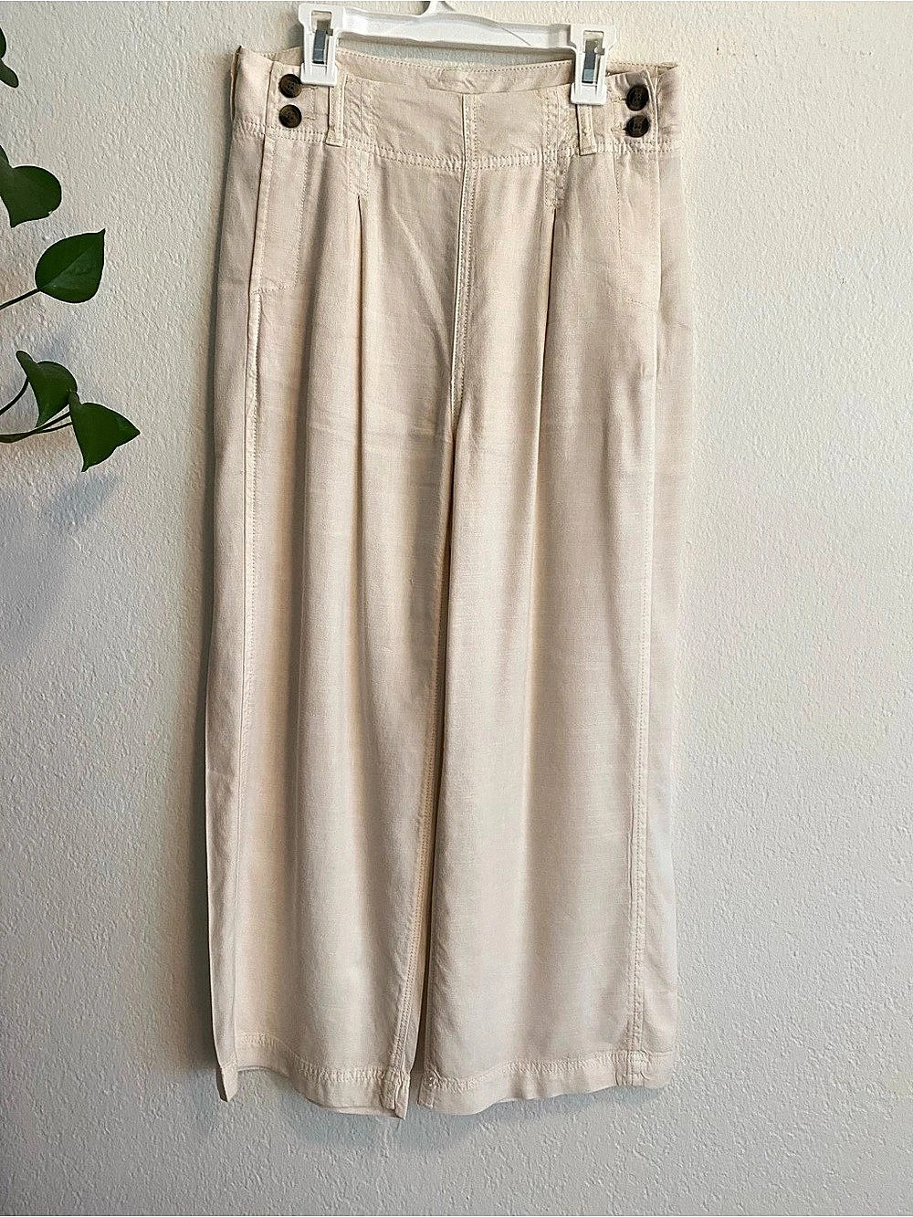 American Eagle Wide-Leg Linen Blend Pant Cream Size 2 Short